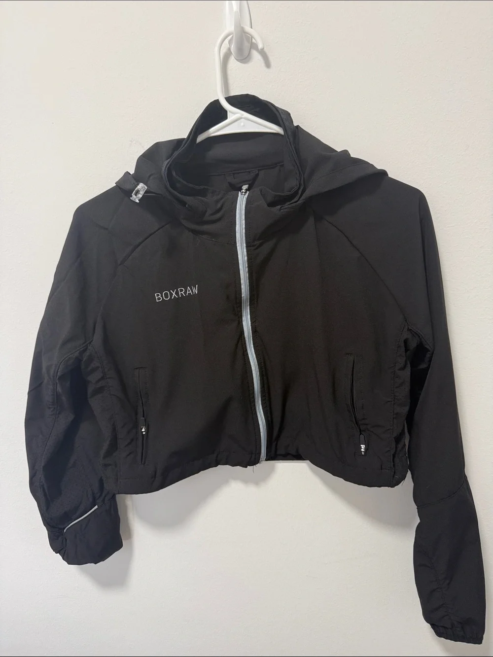 BOXRAW Women's Black Hooded Zip Jacket